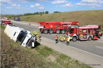 Telelader auf der A5 im Einsatz