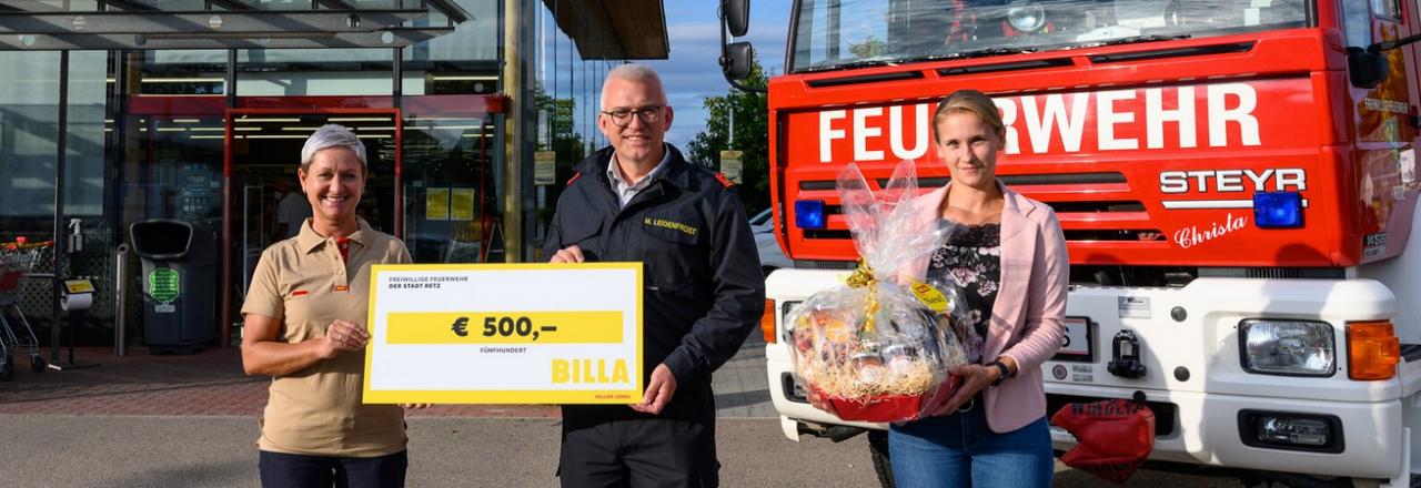 BILLA sagt Danke der Freiwilligen Feuerwehr und seinem Filialteam in Retz 