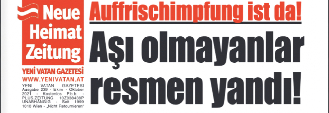 „Neue Heimat Zeitung" (Yeni Vatan) informiert über die Auffrischungsimpfung