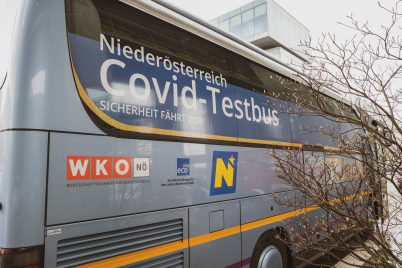 ecoplus COVID-Testbus kommt in den Wirtschaftspark