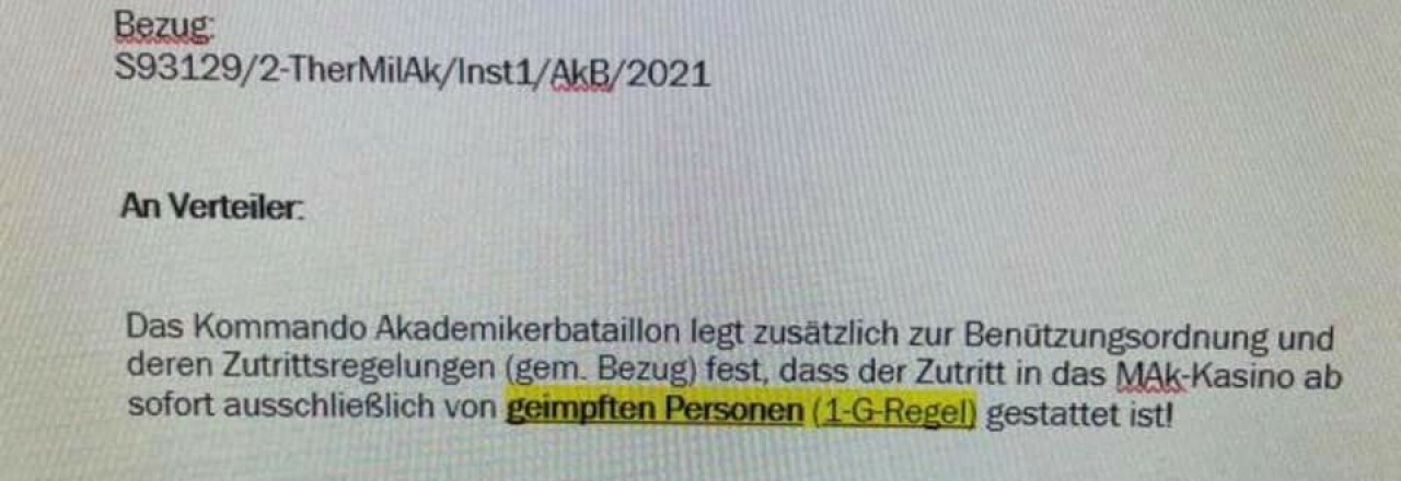 "JETZT also doch - 1G Regel und Impfpflicht beim Bundesheer durch die Hintertüre"